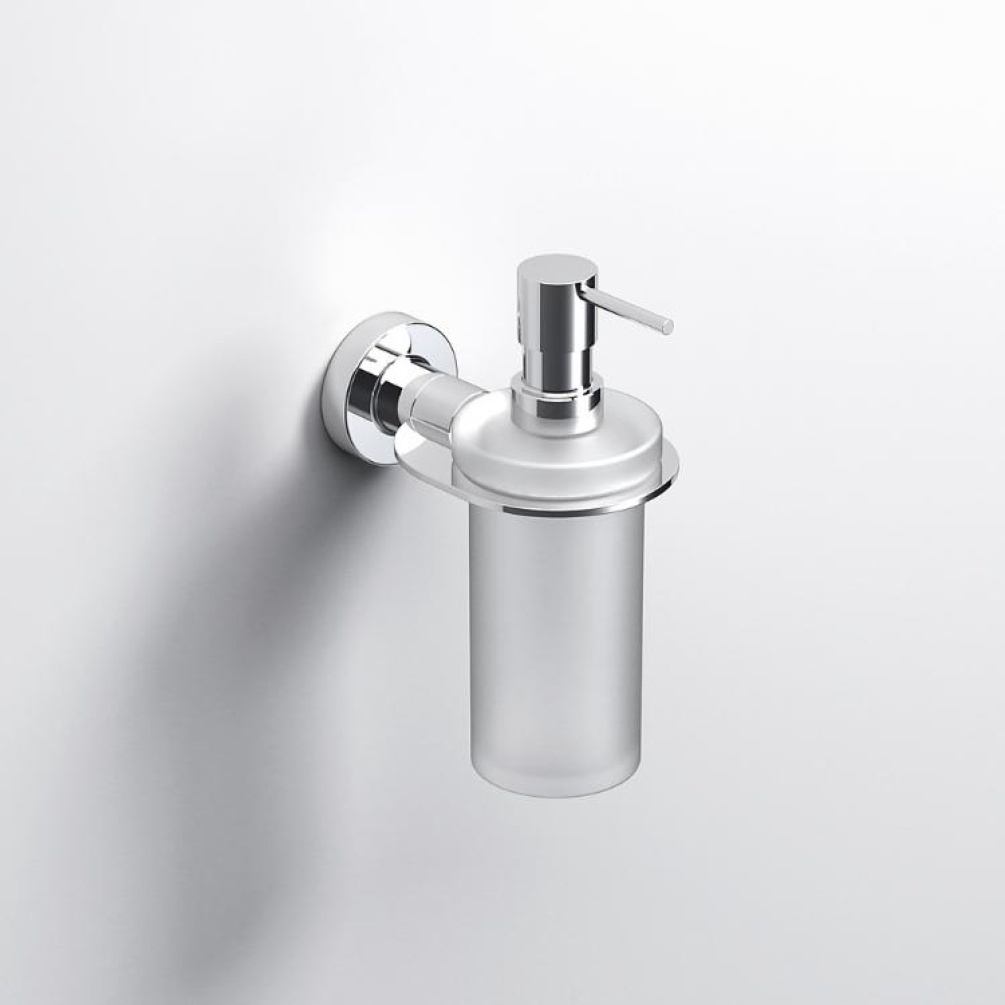 Close up product image of the Origins Living Tecno Project Chrome Soap Dispenser